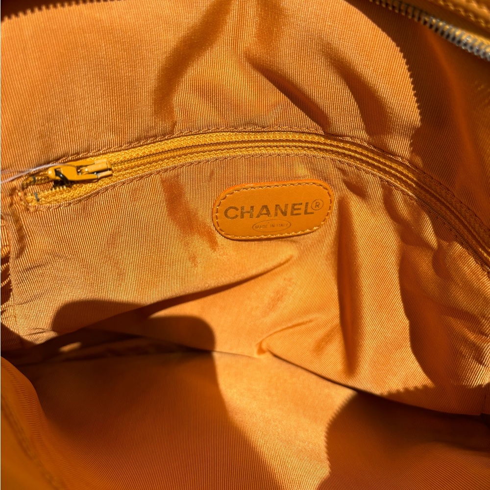 CHANEL Orange Lambskin backpack - Picture 10 of 17